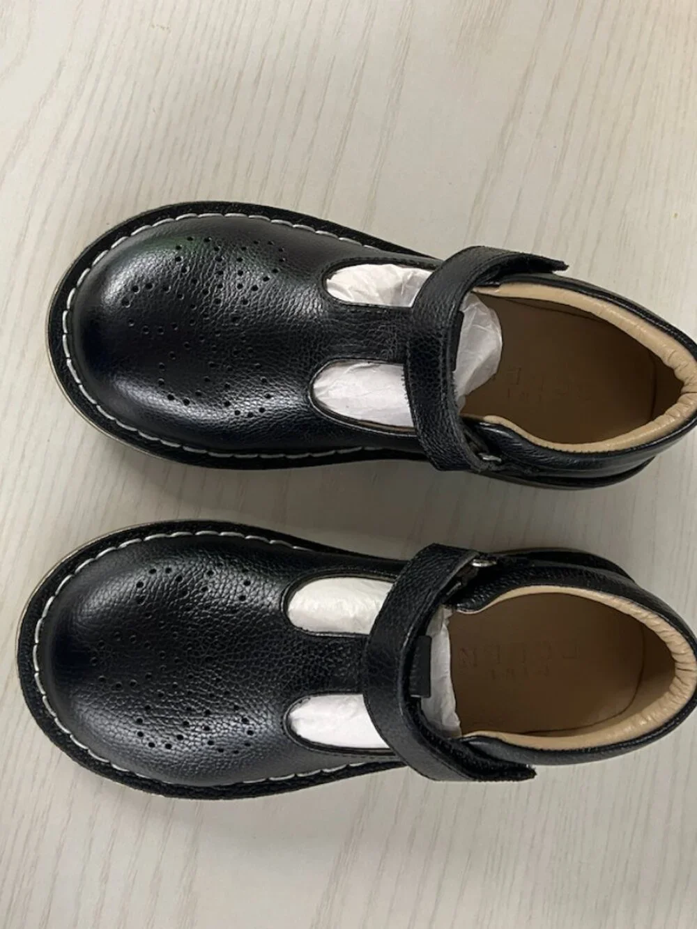 Boden Black Mini Leather T-bar Flats Size 26 (EU) and Size 9.5 (US)